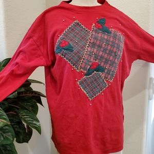 Vintage 80s Holiday Mistletoe Sweater, M/L